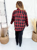Red & Black Long Sleeve Plaid Button Down Top