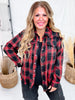 Red & Black Long Sleeve Plaid Button Down Top