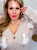 Button Front White Duck Sweater Cardigan