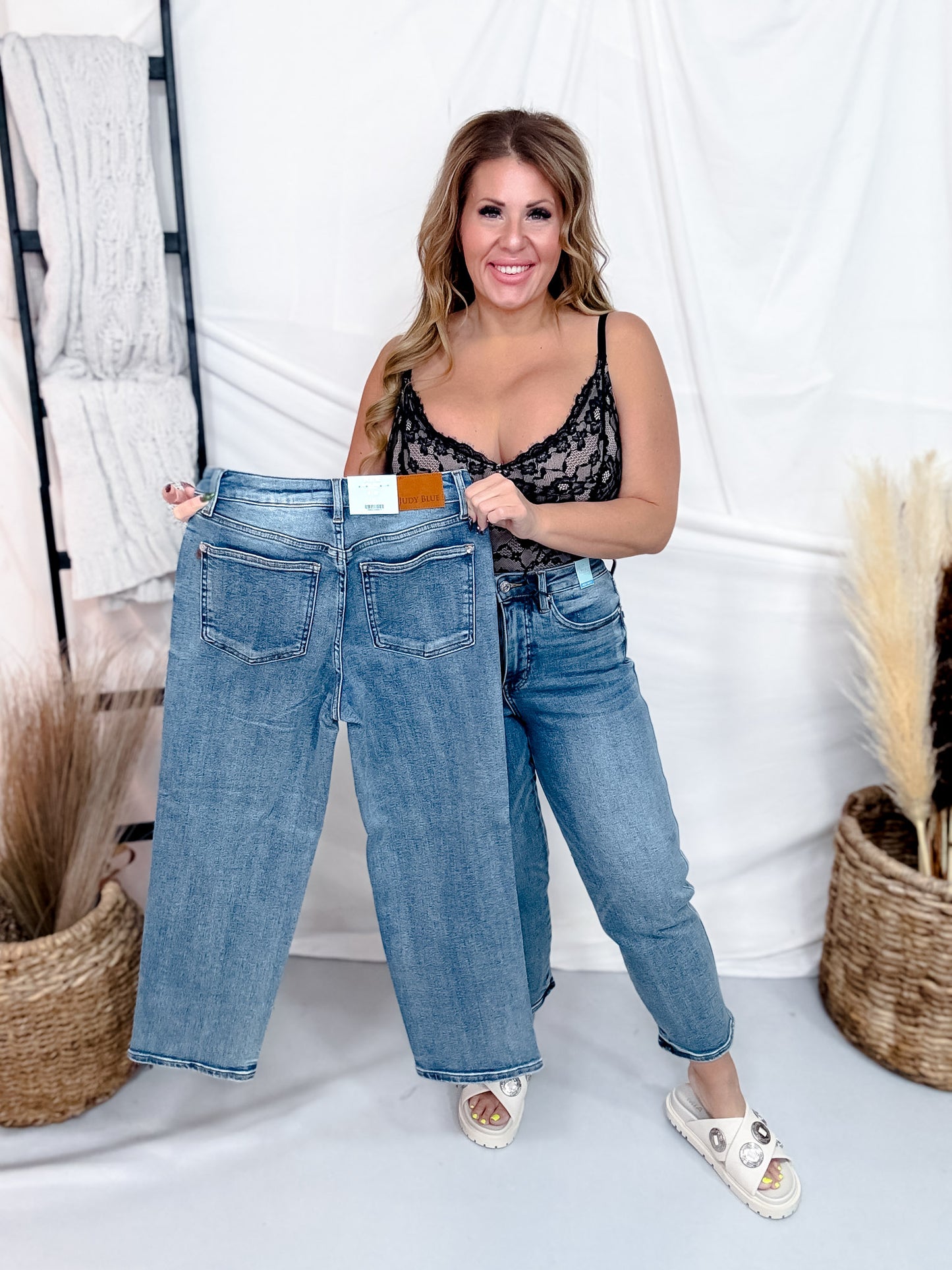 Judy Blue Petite High Waist Tummy Control Straight Leg Ankle Jeans