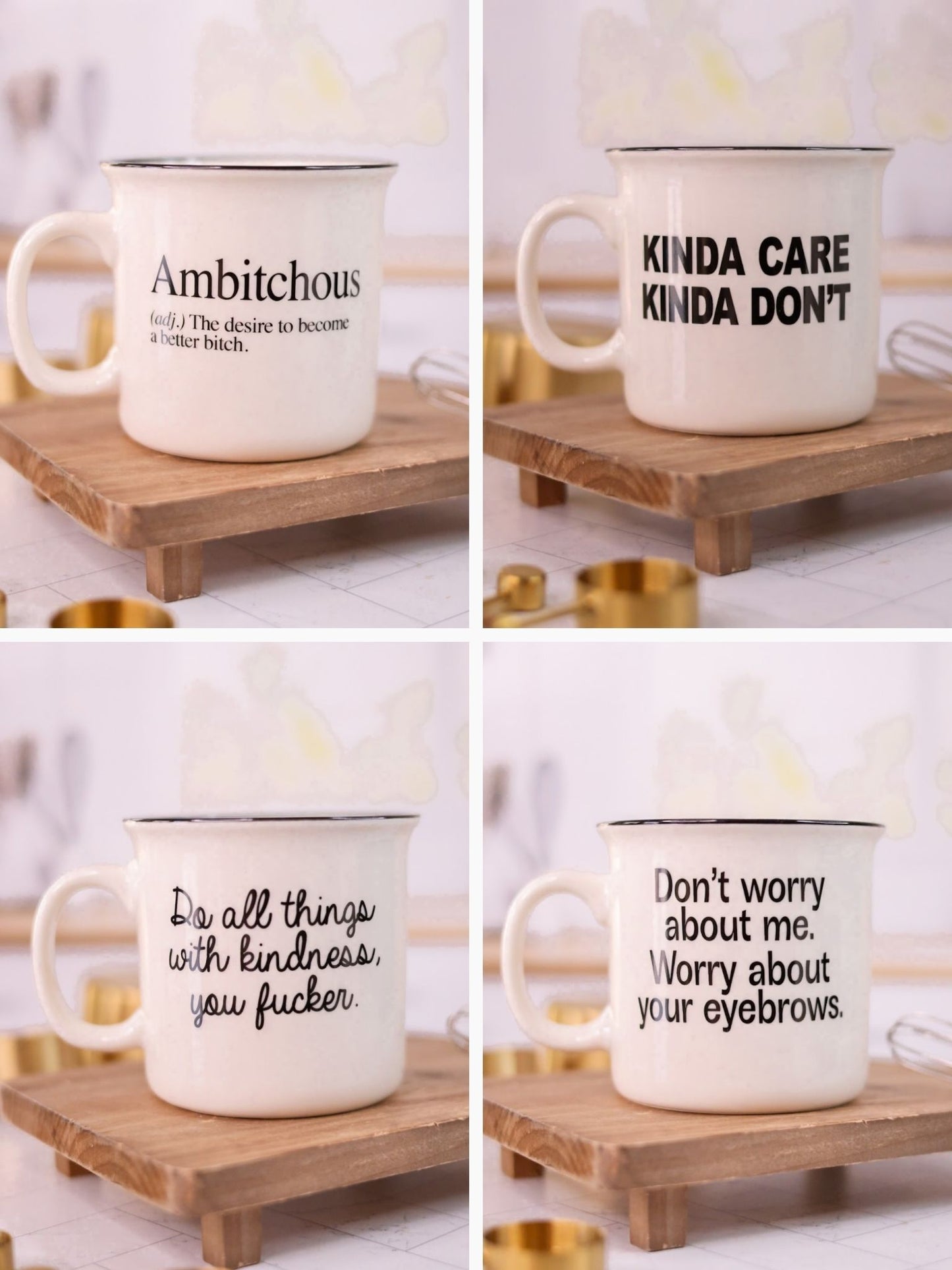 Black and White Ceramic Catchphrase Mugs (4 Styles)