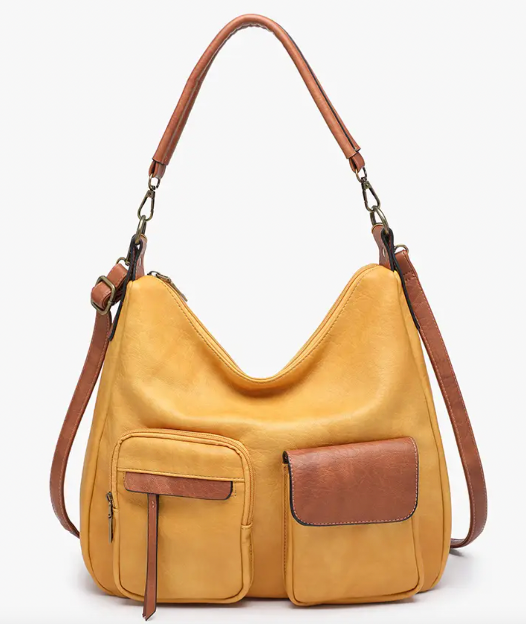 Two-Tone Faux Leather Hobo Bag