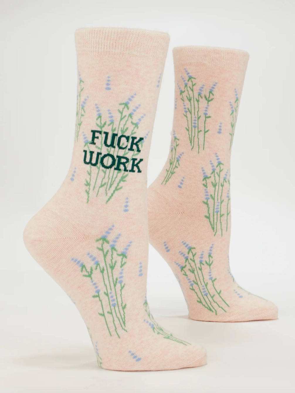 Fuck Work Pink Floral Crew Socks