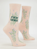 Fuck Work Pink Floral Crew Socks
