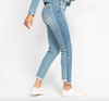 Judy Blue High Waist Vintage Wash Side Panel Detail & Hi-Lo Fray Hem Slim Jeans