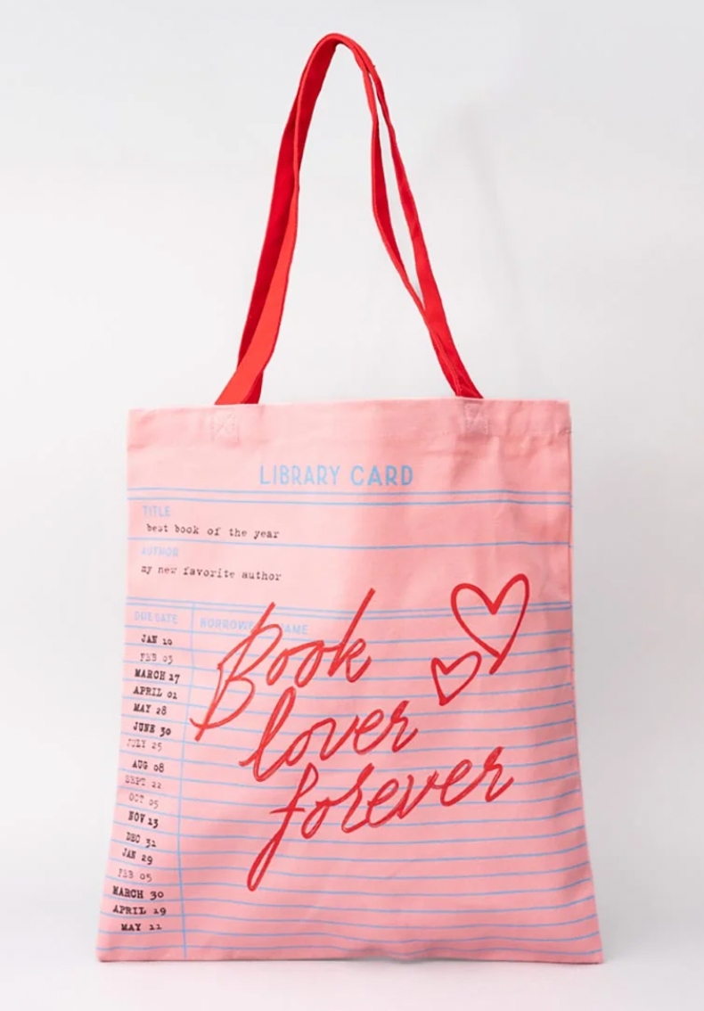 Pink Library Card Canvas Tote
