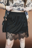 "My Lace" Trendy Midnight Black Skirt W/ Lace Detail