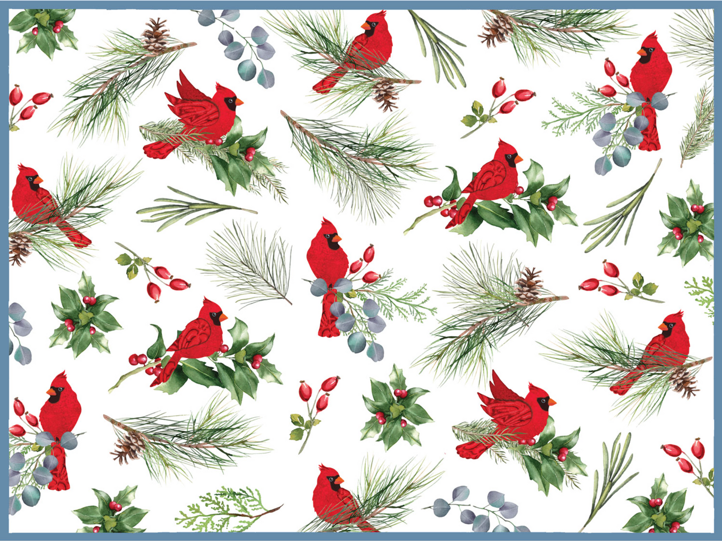 Winter Blue Cardinal Kitchen Counter Drying Mat