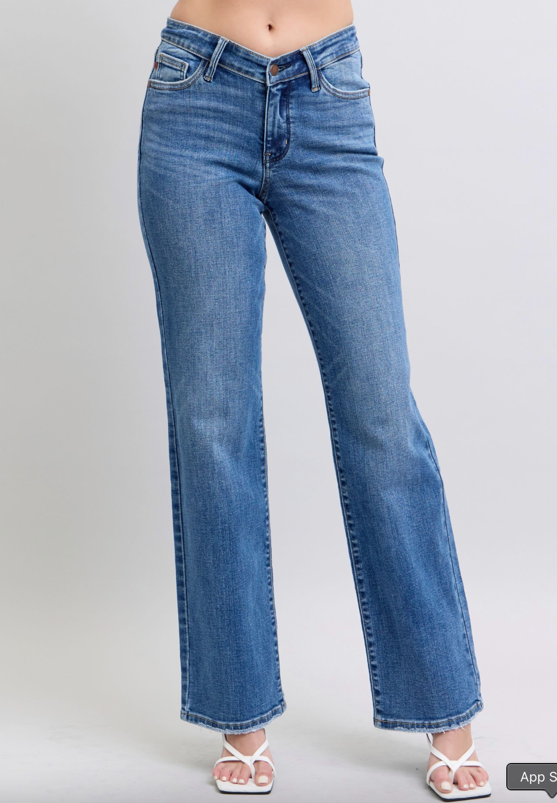 Judy Blue High Waist V-Front Waistband Vintage Wash Straight Jeans