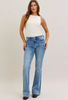 Judy Blue Mid Rise Flares With Wide Hems