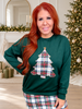Plaid Christmas Tree Pullover With Sequin Accents