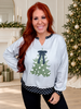 Polka Dot Christmas Tree Pullover With Notched Neckline
