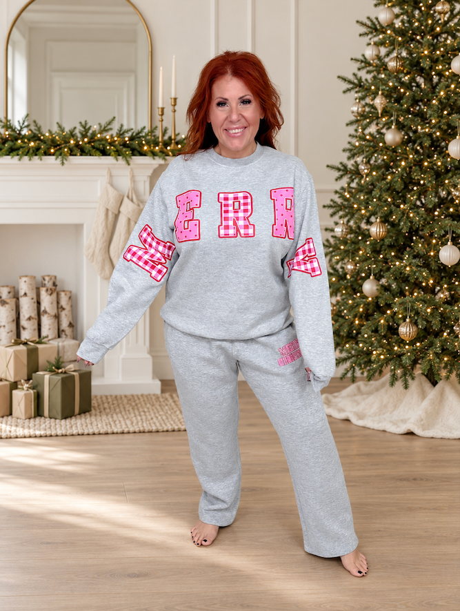 "Merry Christmas" Gray Long Sleeve Sweatshirt