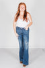 Judy Blue High-Waist Contrast Wash Destroyed Flare Jeans