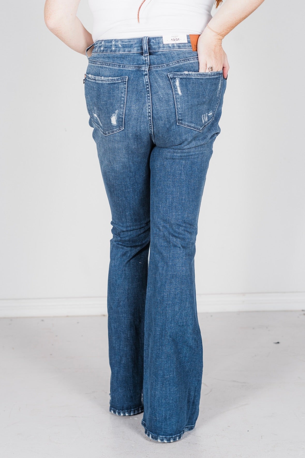 Judy Blue High-Waist Contrast Wash Destroyed Flare Jeans