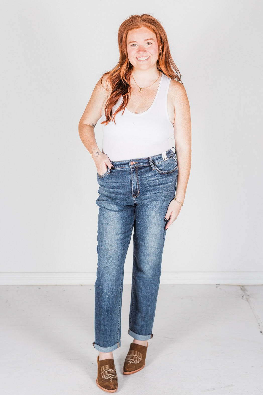 Judy Blue Bleach Splash Boyfriend Jeans