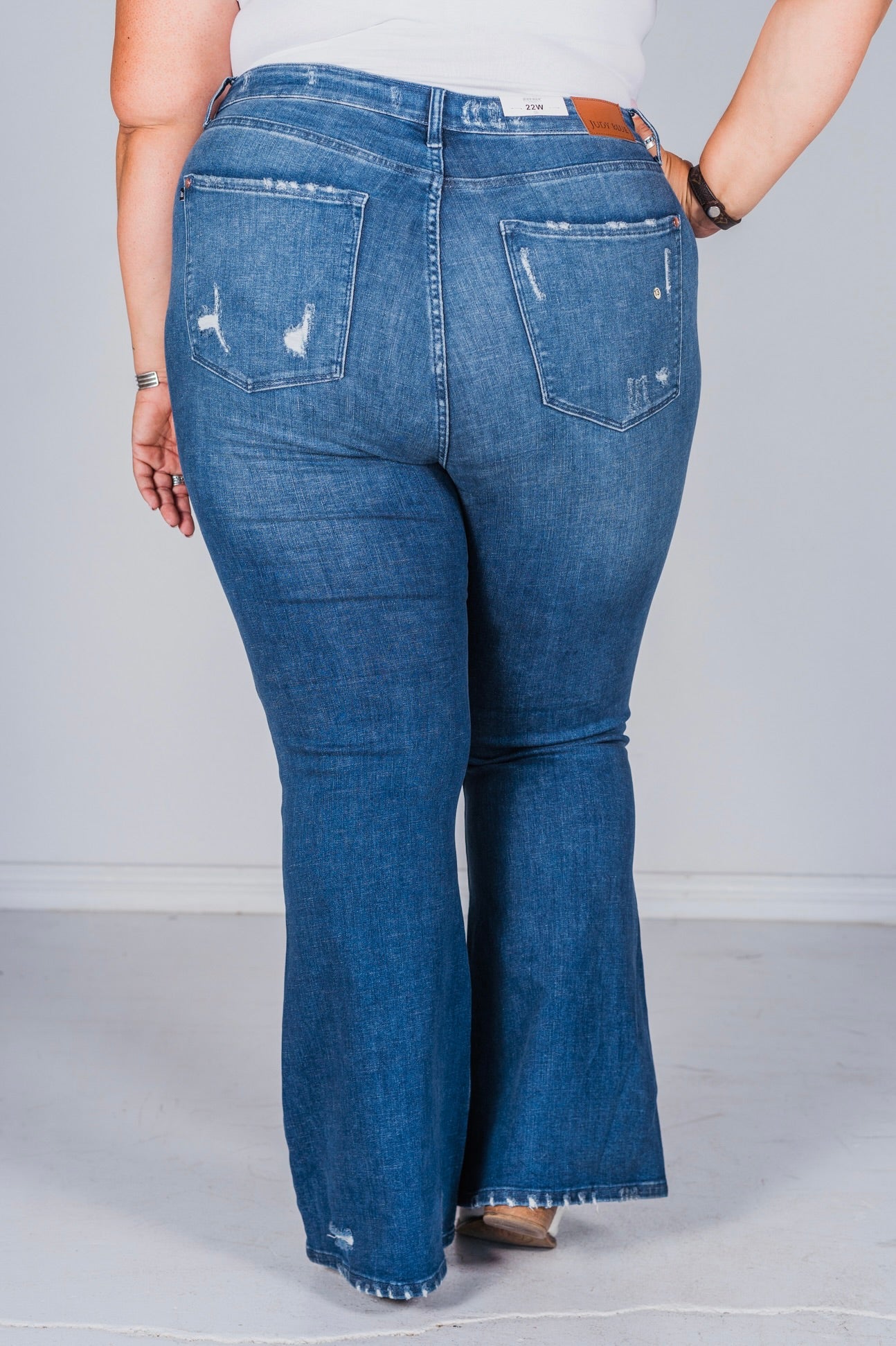 Judy Blue High-Waist Contrast Wash Destroyed Flare Jeans