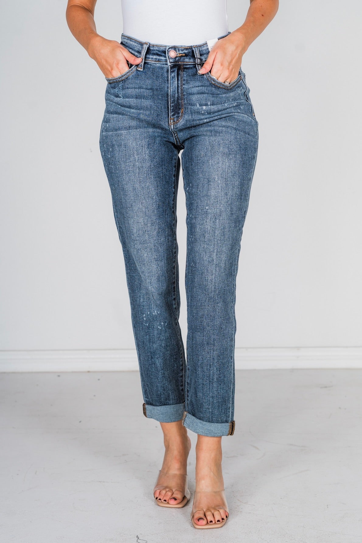 Judy Blue Bleach Splash Boyfriend Jeans