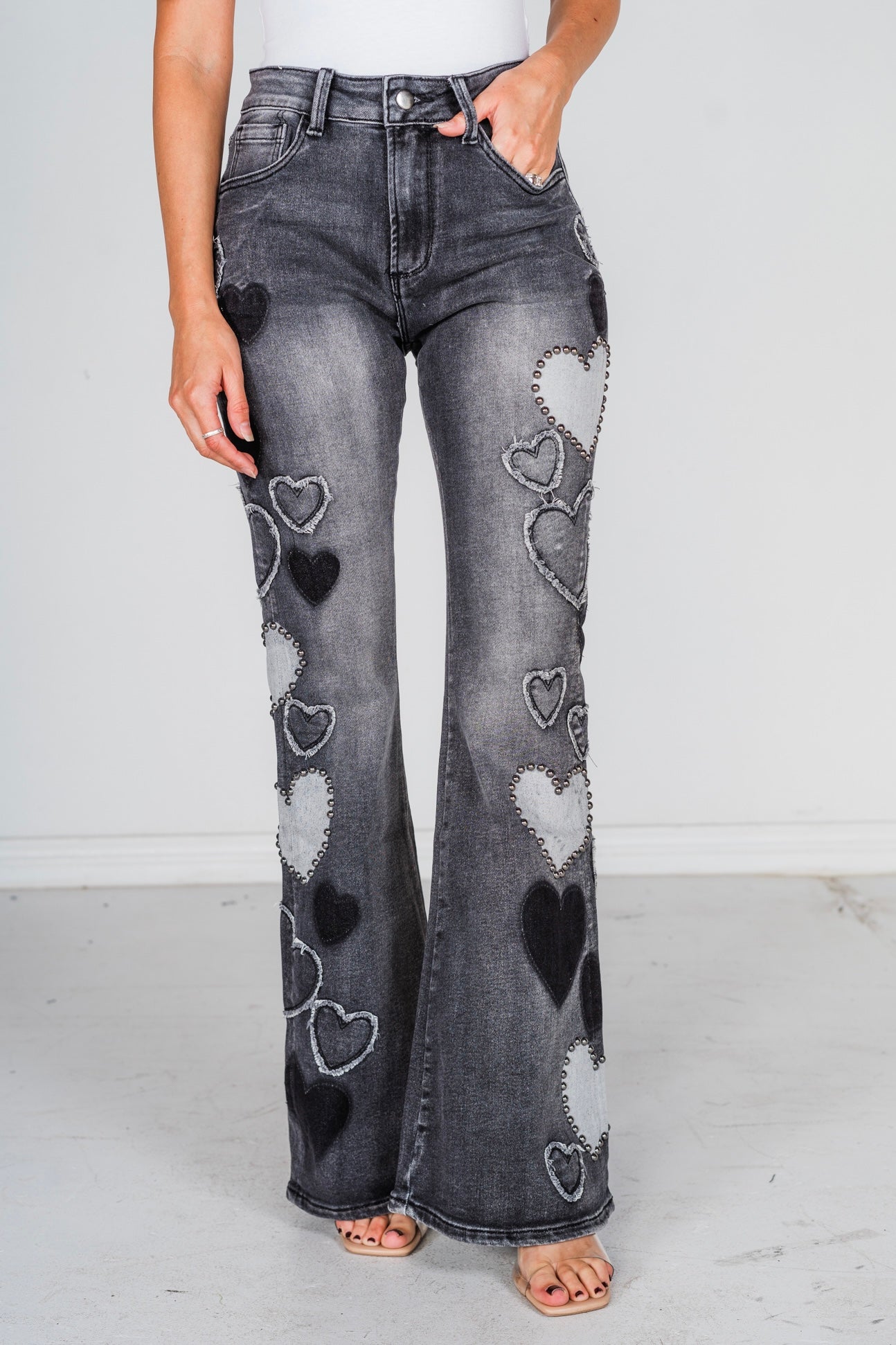 Heart & Star Embellished Flare Jeans