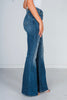 Judy Blue High-Waist Contrast Wash Destroyed Flare Jeans