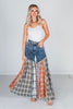 Washed Patchwork Flared Pants