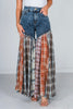 Washed Patchwork Flared Pants