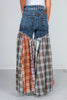 Washed Patchwork Flared Pants