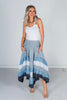 Blue Mineral Washed Tiered Hem Skirt