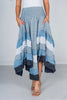 Blue Mineral Washed Tiered Hem Skirt