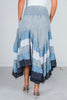 Blue Mineral Washed Tiered Hem Skirt