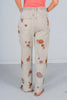 Floral Embroidered Grey Jeans