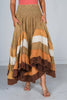 Brown Mineral Washed Tiered Hem Skirt