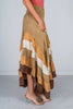 Brown Mineral Washed Tiered Hem Skirt