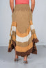 Brown Mineral Washed Tiered Hem Skirt