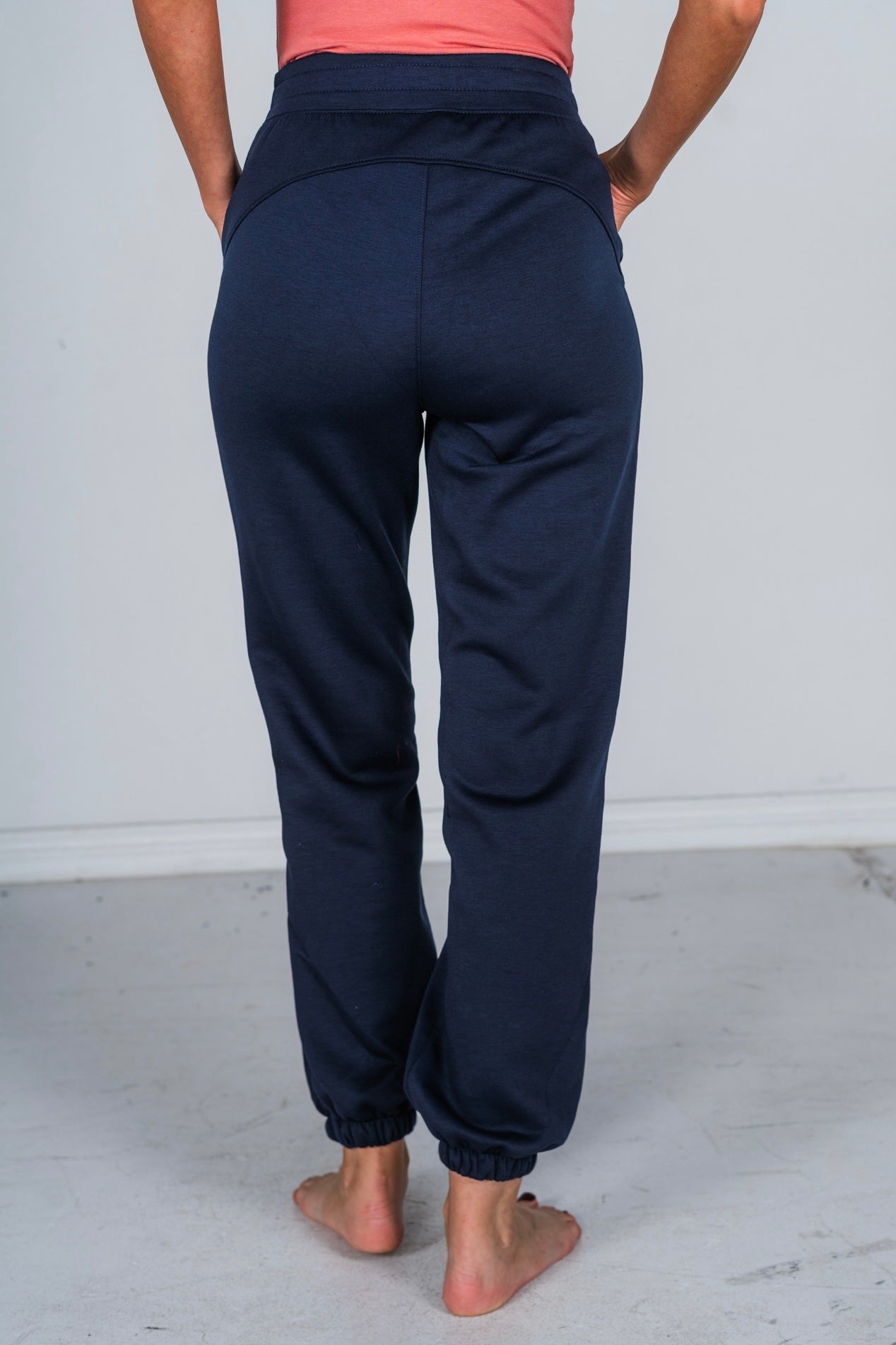 Navy Elastic Waist Joggers