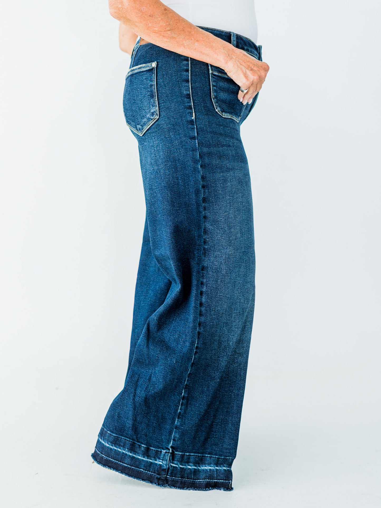 Judy Blue High-Waist Palazzo Front Patch Pocket Jeans