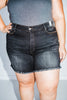 Judy Blue Black Wash Tummy Control Frey Hem Denim Shorts FINAL SALE