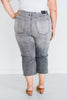 Judy Blue High Waist Gray Cropped Jeans with Embroidered Pocket Detail