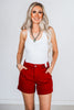 Judy Blue Tummy Control High Waisted Scarlet Shorts with Heart Shaped Pockets