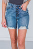 Judy Blue Button Fly Destroyed Bermuda Denim Shorts