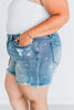 High-Rise Star Print Cut Off Distressed Judy Blue Denim Shorts