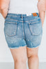 High-Rise Star Print Cut Off Distressed Judy Blue Denim Shorts