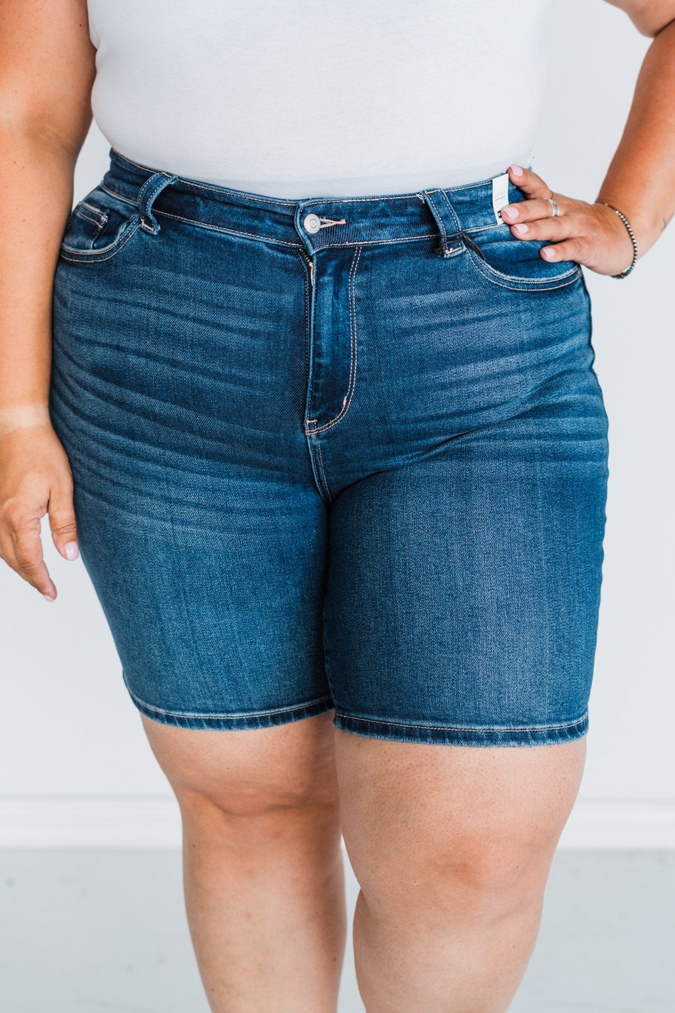 Judy Blue High-Waist Flap Pocket Bermuda Denim Shorts