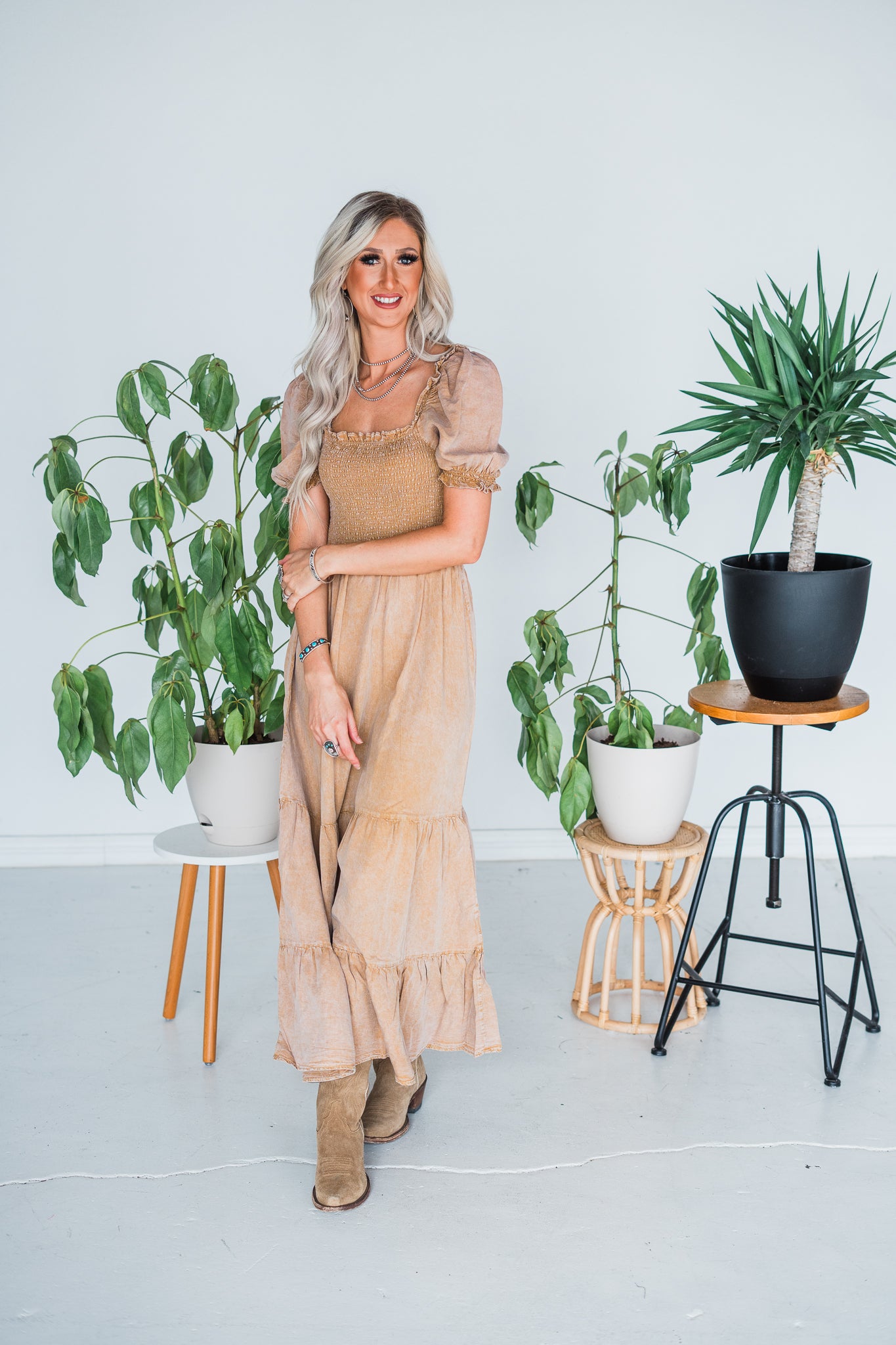 Camel Colored Denim Dress