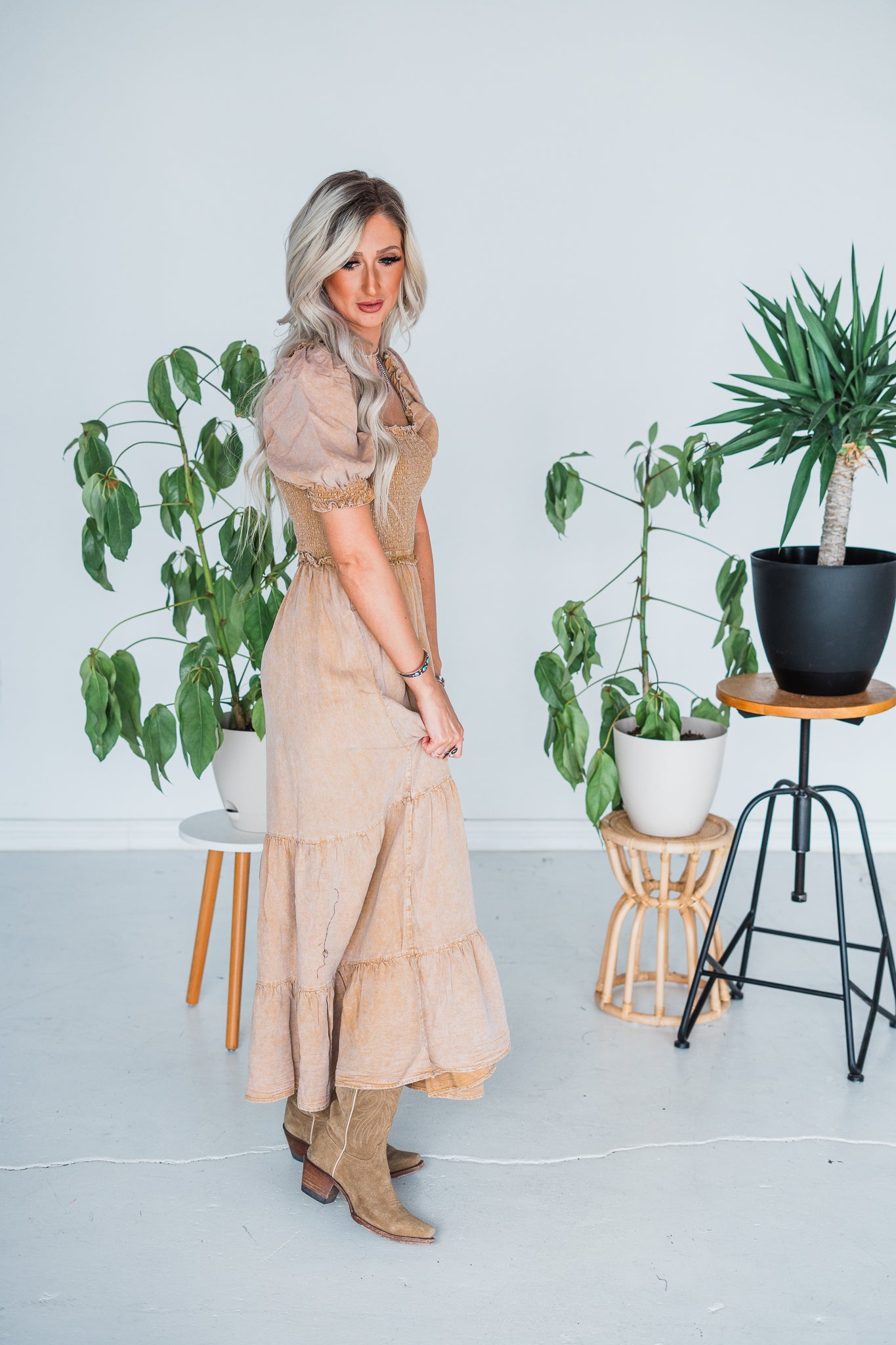 Camel Colored Denim Dress