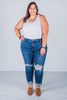 Judy Blue Distressed Cell Phone Pocket Mid Rise Cuffed Boyfriend Jeans