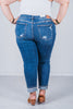 Judy Blue Distressed Cell Phone Pocket Mid Rise Cuffed Boyfriend Jeans