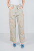 Vintage Blue Distressed Denim Peace & Love Applique Pants