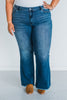 Judy Blue Mid-Rise Vintage Wash Flare Jeans w/ Destroy Fray Hem