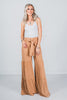 Tan Smocking Waist Tier Wide Pants
